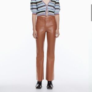 Aritzia Wilfred Brown Faux Leather Wide Leg Flare Pants